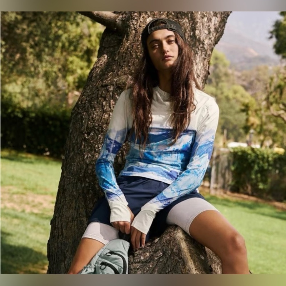 FP Movement by Free People Blue and White Long Sleeve Tee - Picture 2 of 7